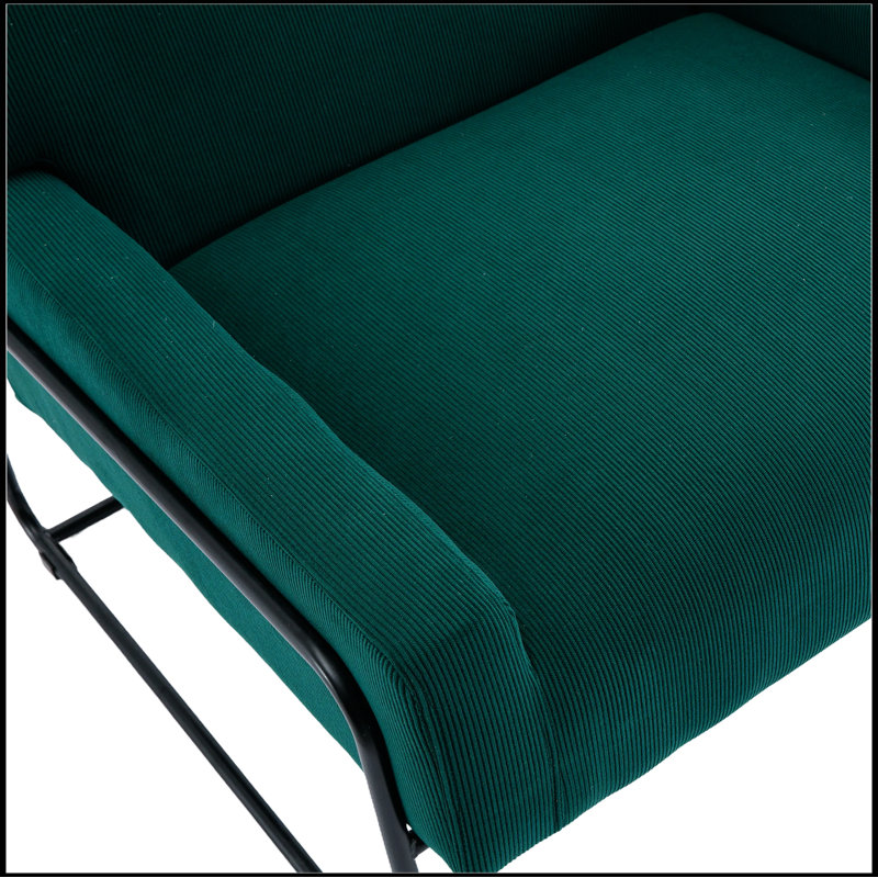 Lopardo Waiting Room Chair with Metal Frame, 100% Polyester Emerald