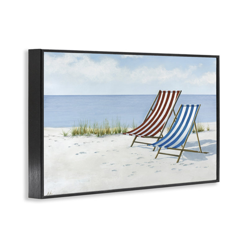 «Serene Beach Chairs», estampe numérique encadrée par Max Maxx, Giclée encadrée noir minuit, H 16 po x l 24 po