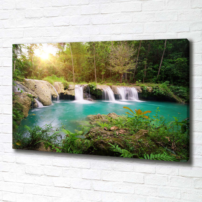 Waterfall In The Forest - Wrapped Canvas Print
