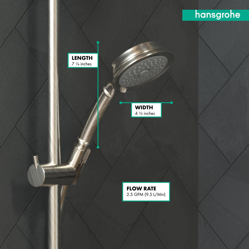 Croma C 100 3-Jet Multi Function Handheld Shower Head, Brushed Nickel