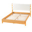 Lit plateforme en bois de style Mid-Century avec tête de lit tapissier en polyuréthane, sans sommier-23068396-23068397