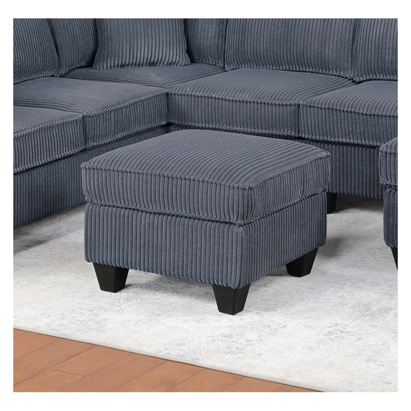 Causeuse LAF à finition grise foncée avec port USB, ensemble modulaire de style moderne 5 pièces avec accoudoir de coin et repose-pieds Cocktail RAF avec rangement