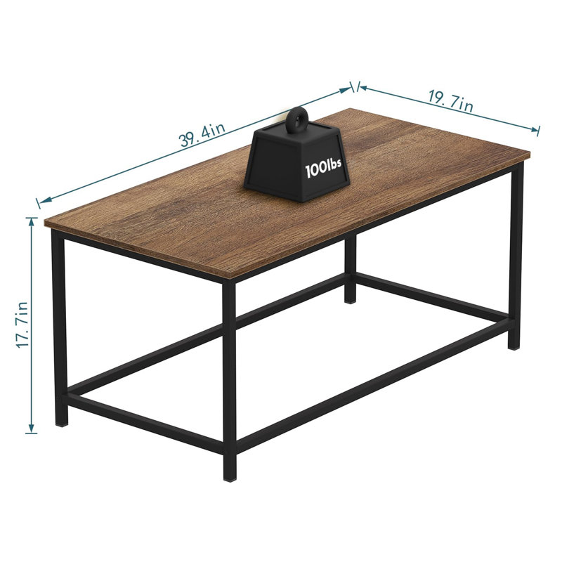 Modern rectangular centre table, Black, Walnut