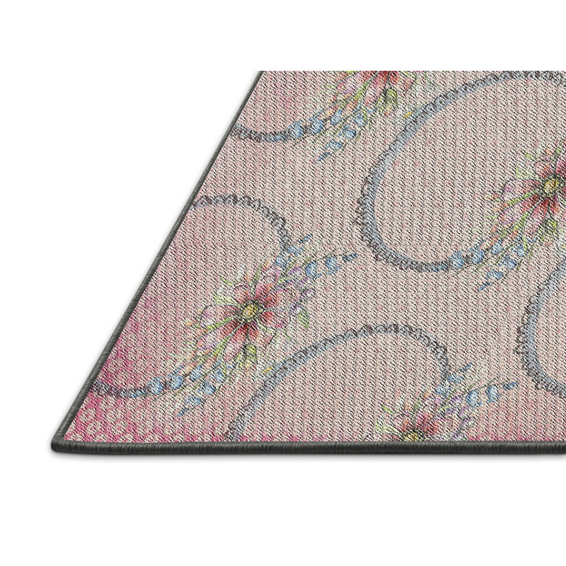 Tapis rose à motif floral Jamie-Leigh, Rectangle 7 pi x 10 pi