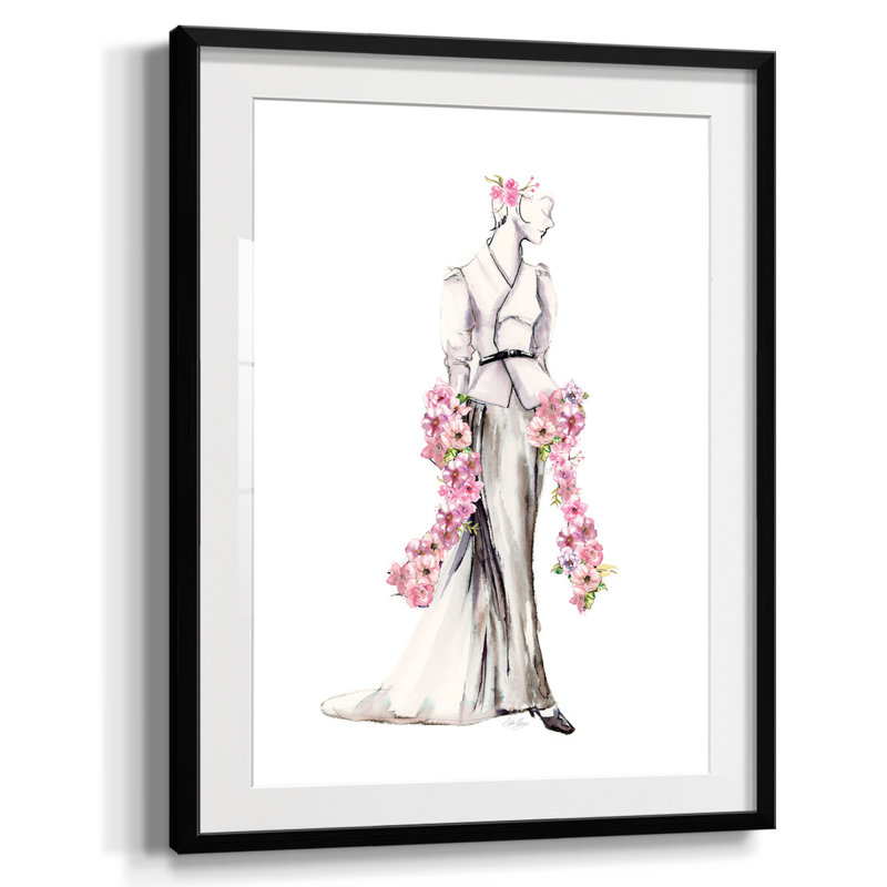 " Blushing Sunrise II ", White, Black Framed Paper