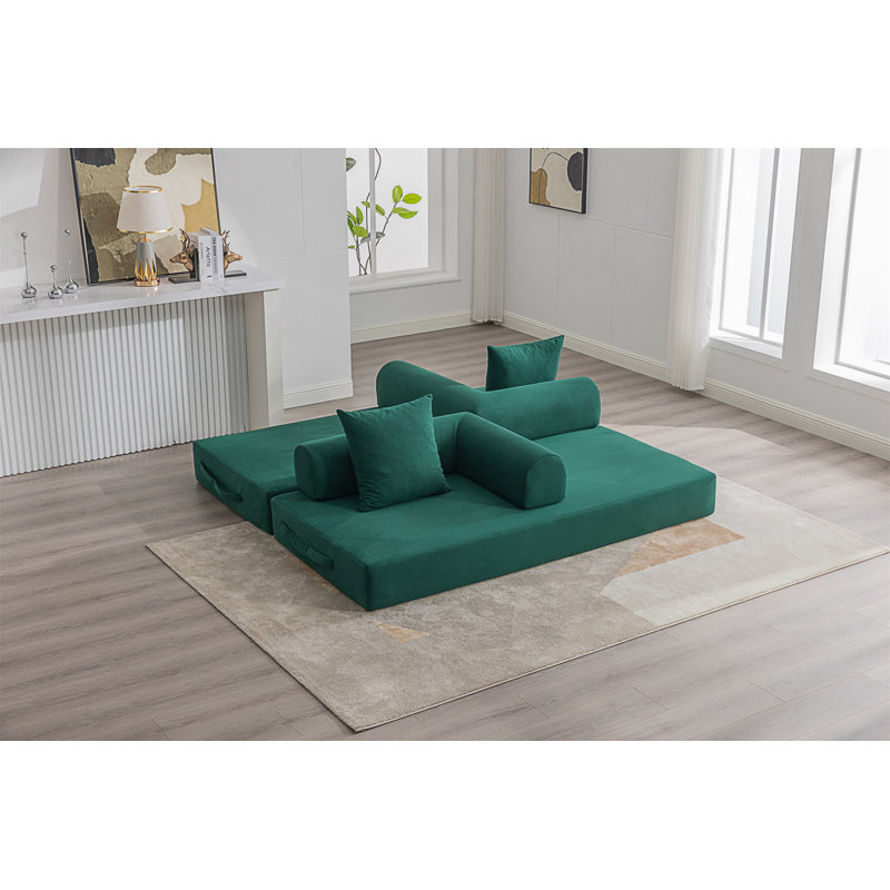 Canapé pliable et compressible, Velours côtelé émeraude