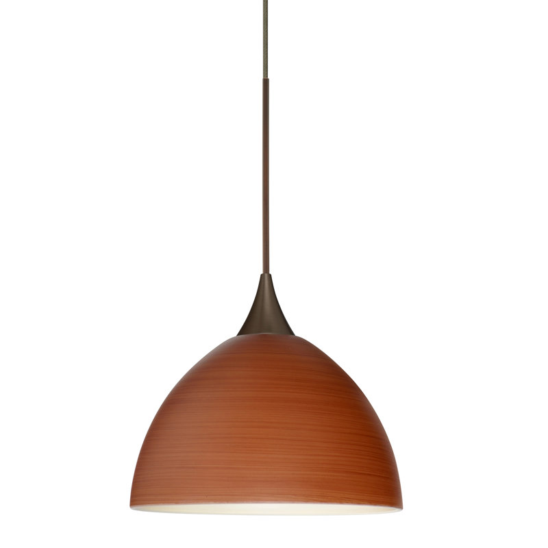 Luminaire suspendu en forme de dôme à 1 lumière Undis, Bronze, Cerisier, DEL