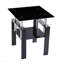 Table de bout en verre trempé noir - table de bout à 2 niveaux avec rangement