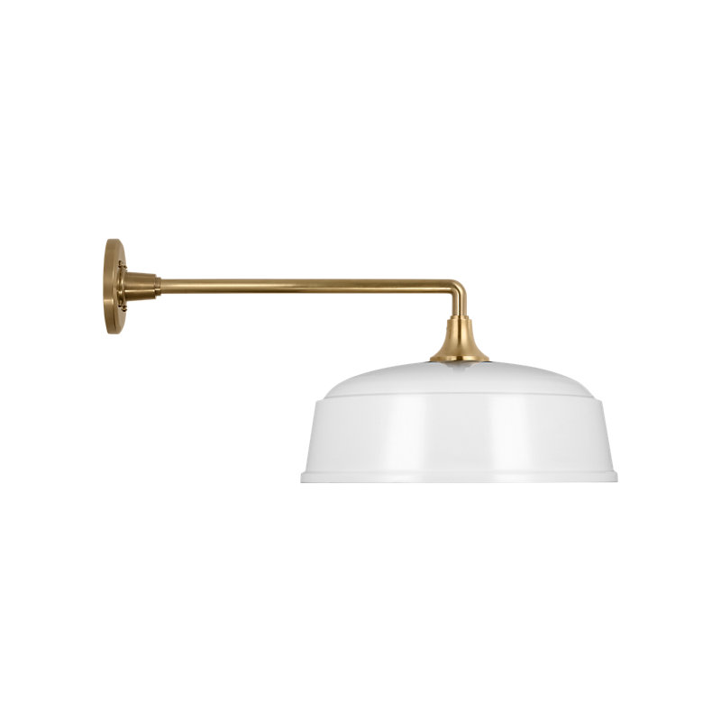 Thomas O'Brien 1 - Light Outdoor Barn Light, Hand-Rubbed Antique Brass, 12" H x 16" W x 25.25" D, White