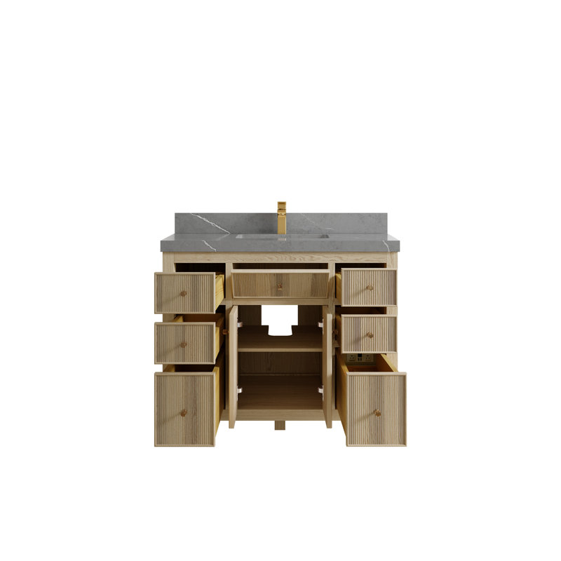 Ensemble de meuble-lavabo simple 42 po Conistanza, Gris Piatra