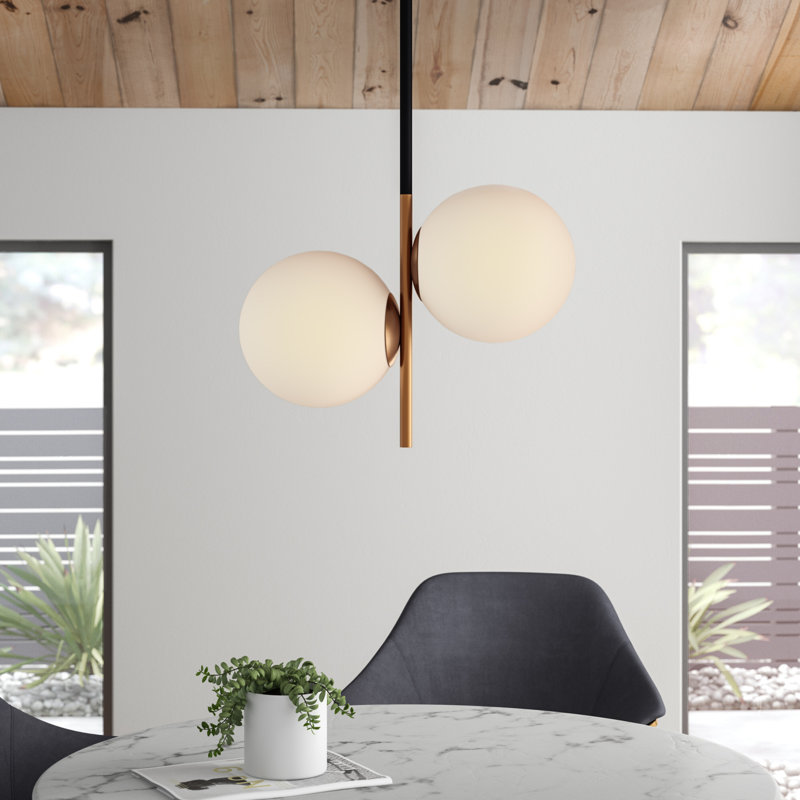 Luminaire suspendu sphère spectaculaire à 2 lumières Drake