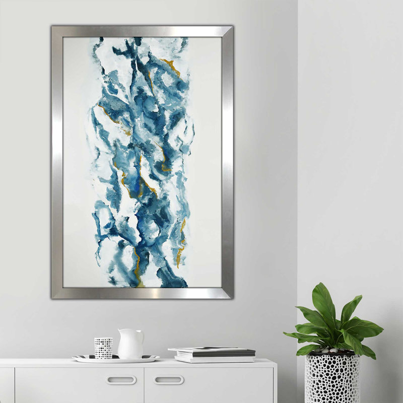 Into The Blue (Vert) - Imprimé, H 49,5 po x l 33,5 po x P 1 po, Encadrement argenté