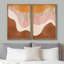 Mid-Century, Mid-Century, pastel, orange, rose, brun, champ, formes abstraites, chic moderne sur toile-92285351-92285353