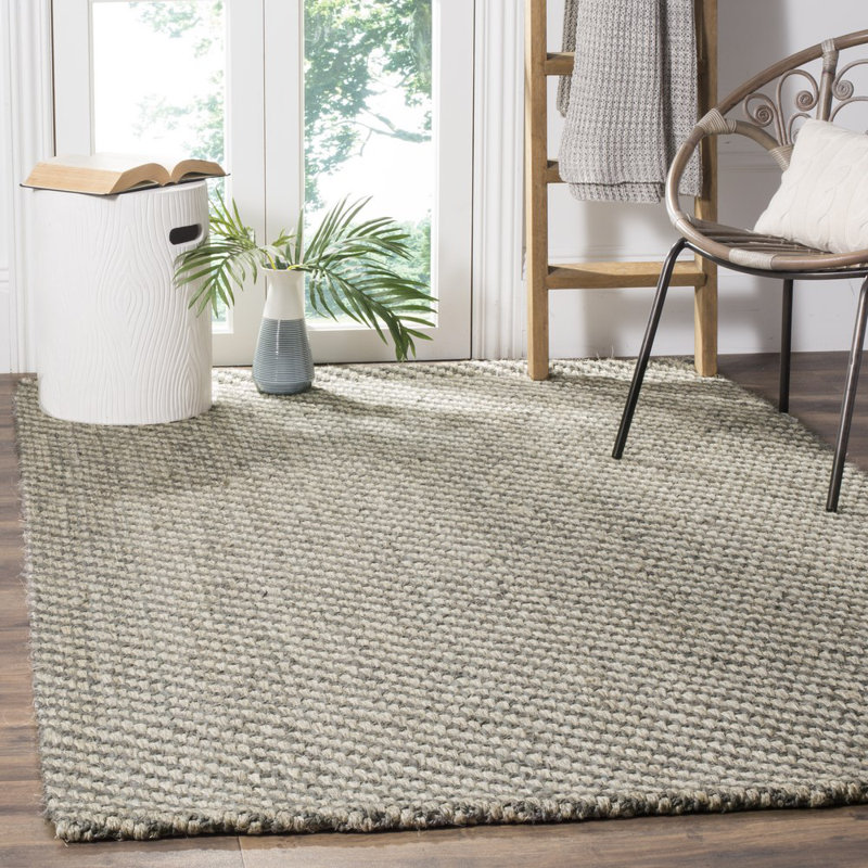 Evie-Grace Natural Fiber Hand Loomed Sisal & Jute Striped Rug, Rectangle 6' x 9'