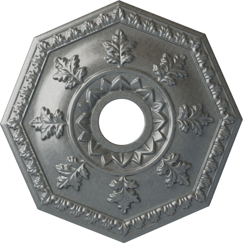 Médaillon de plafond Endurathane Nottingham, DO 18 po x P 3 1/2 po x P 1 1/2 po (convient aux auvents jusqu'à 4 5/8 po), finition platine peinte à la main