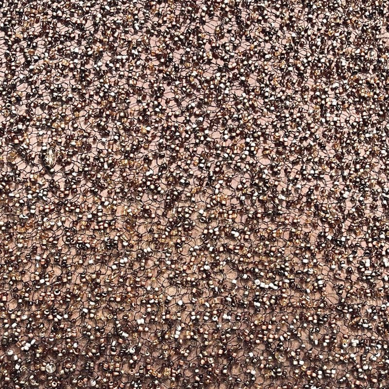 Heavy Beaded Pillow Stone Silk Throw Pillow, Chocolate/Brown