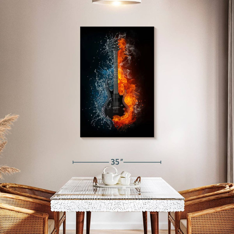 Abarca Flaming Guitar, 45" H x 30" W
