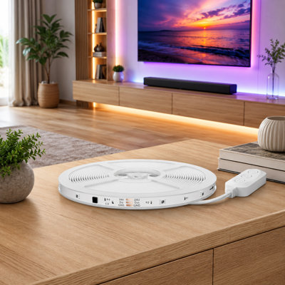 Bedroom decor gets segmented DIY colors, rainbow-chasing patterns, and music synchronization from this 50FT Smart IC RGB strip; WiFi voice control works with voice assistants.
