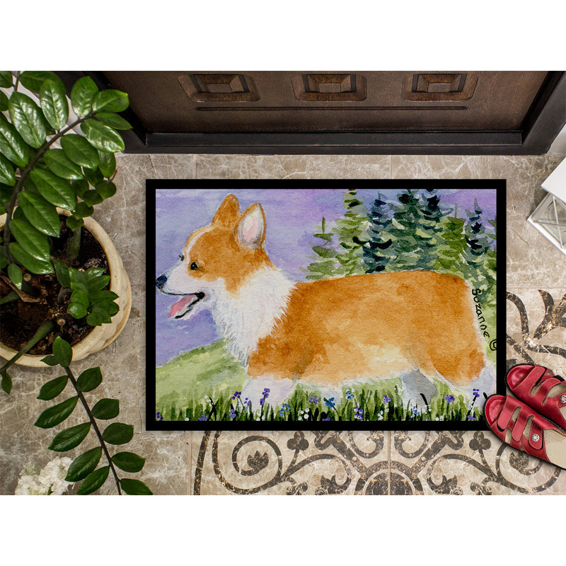 Tapis de porte d’intérieur anti-dérapant corgi, Rectangle 2 pi x 3 pi