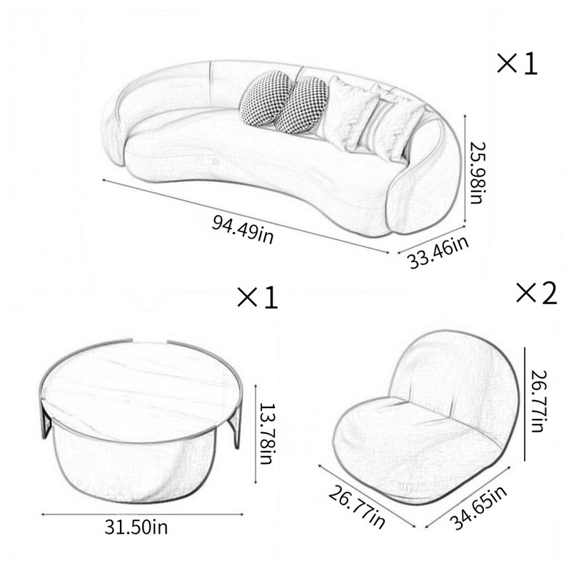 Combinaison de table basse légère et luxueuse