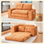 Canapé-lit avec causeuse avec mousse à mémoire de forme et structure en acier - sans assemblage, conception convertible 2-en-1, tissu en velours côtelé - canapé compact pour les petits espaces, les appartements, le bureau à domicile et la chambre à coucher (orange)-355661348