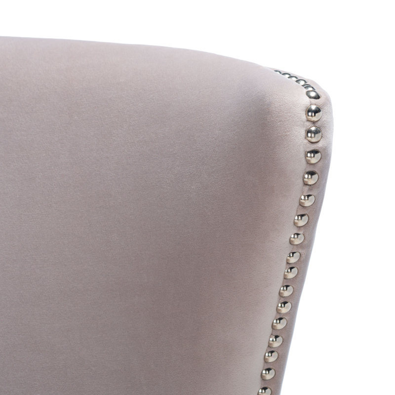 Bree 73.914Cm Wide Velvet Wingback Chair, Pale Taupe Velvet