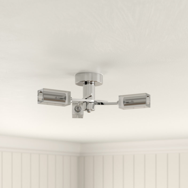Nevaeh Glass Semi Flush Mount, Polished Chrome