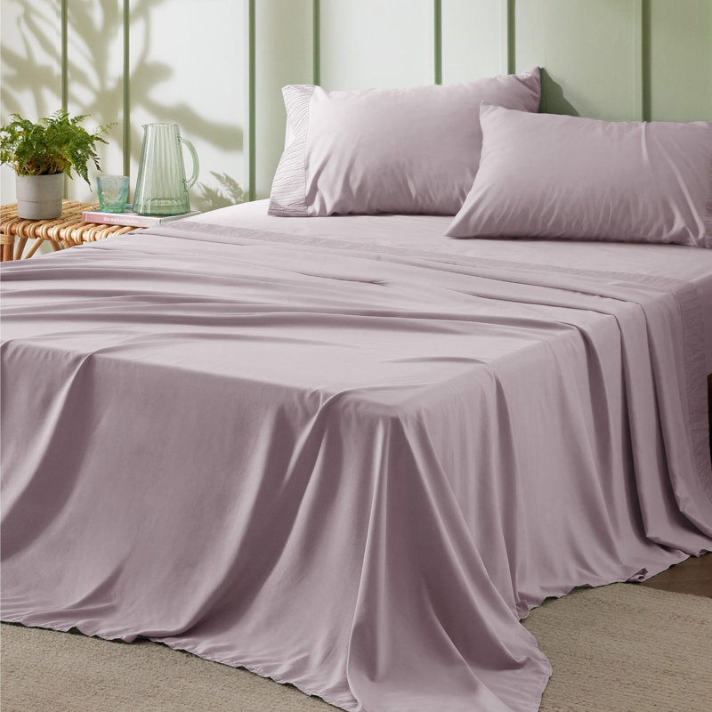 Ensemble de draps en microfibre de literie de luxe Hotel, Rose / moka, Ensemble de draps très grand californien avec 2 t