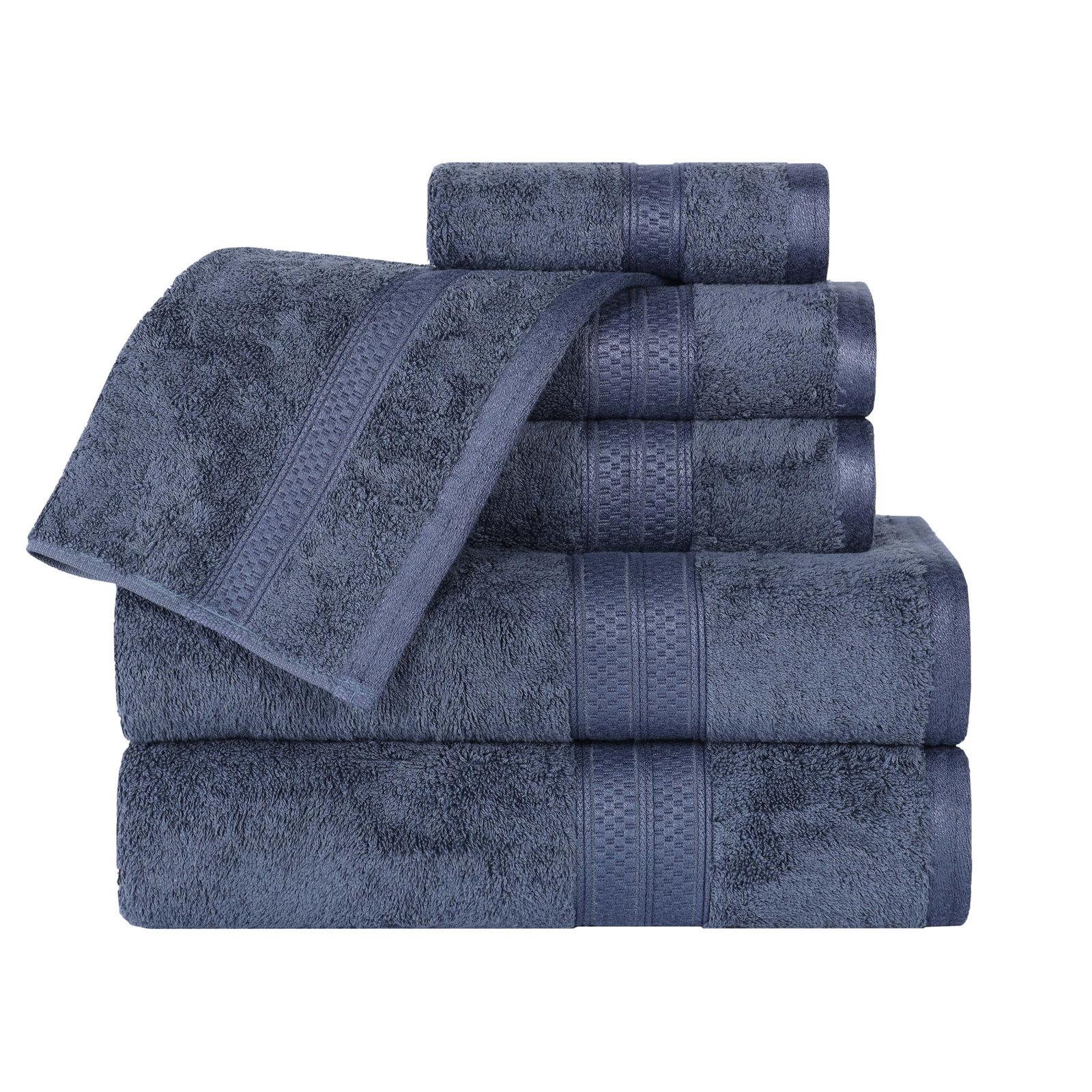 Nolhan 6-Piece Bamboo Cotton Towel Set, River Blue