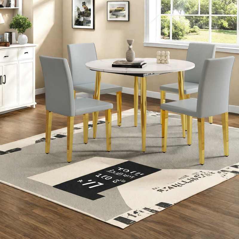 Extendable Dining Table Sets(must Include Both Table And Chair), Mdf Modern Home Dining