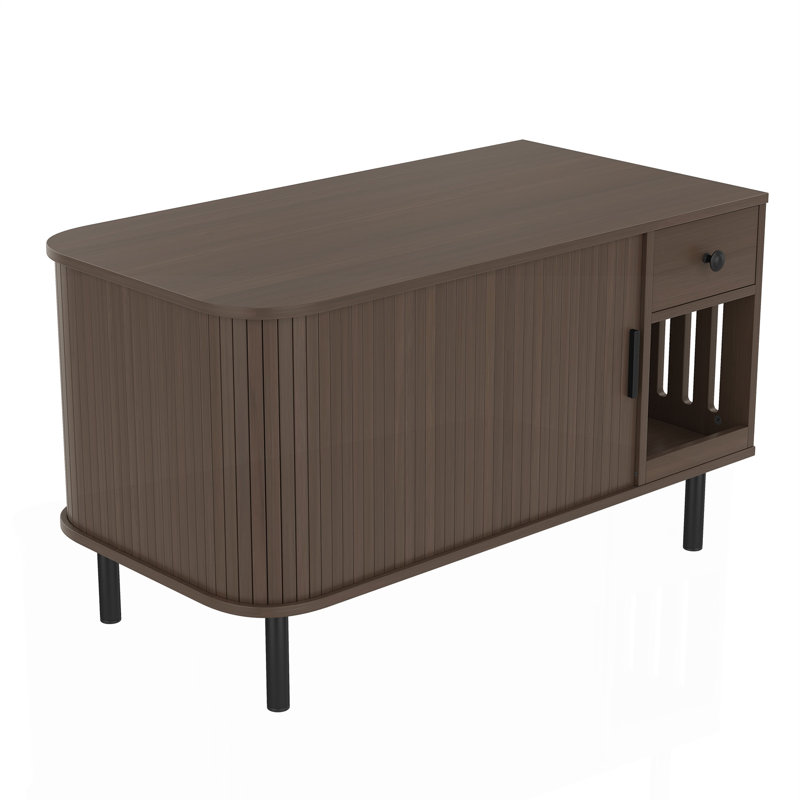 Enceinte de litière pour chat avec porte coulissante, tiroir et station de charge Nyxel 37,4 "