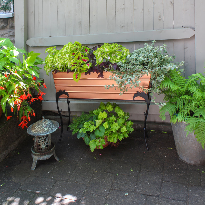Lawrence Hill Metal Elevated Planter, 25.75"H x 35.25"W x 11"D, Copper