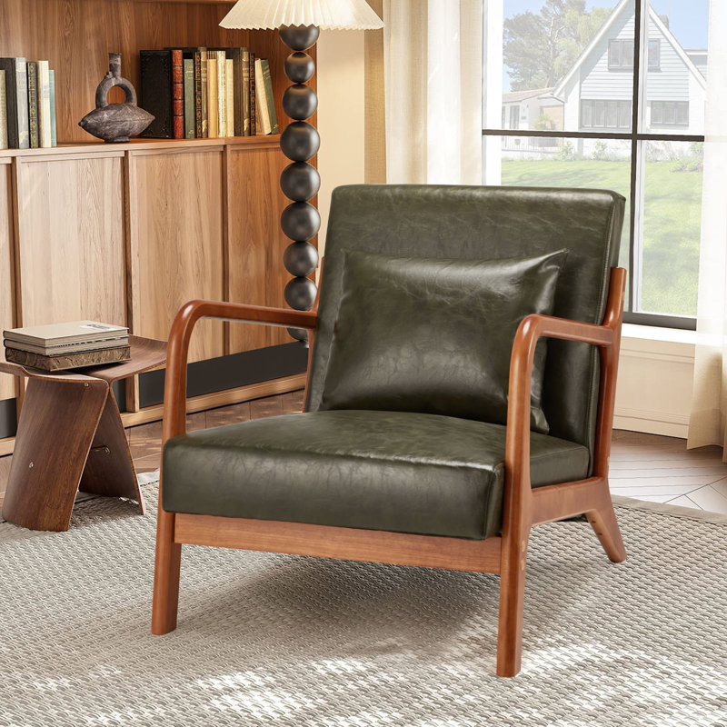 64.77cm Wide Armchair with Cushion, Green