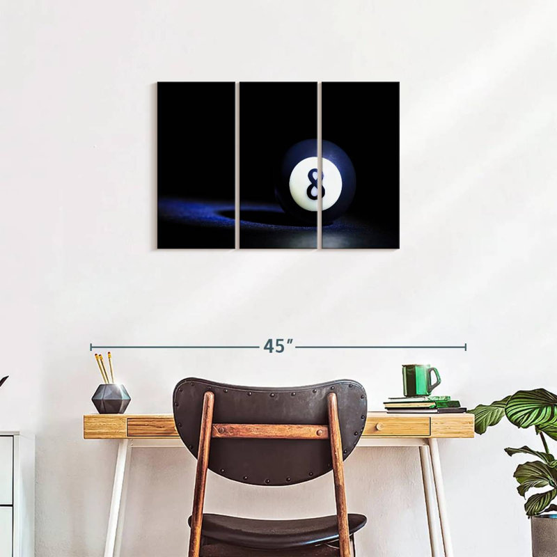 «8 Ball», 3 pièces sur toile, H 33 po x l 20 po x P 1,25 po