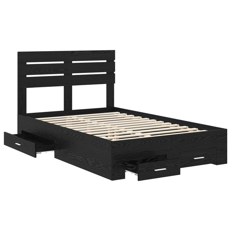 Bed, 140 x 190cm, Black Oak