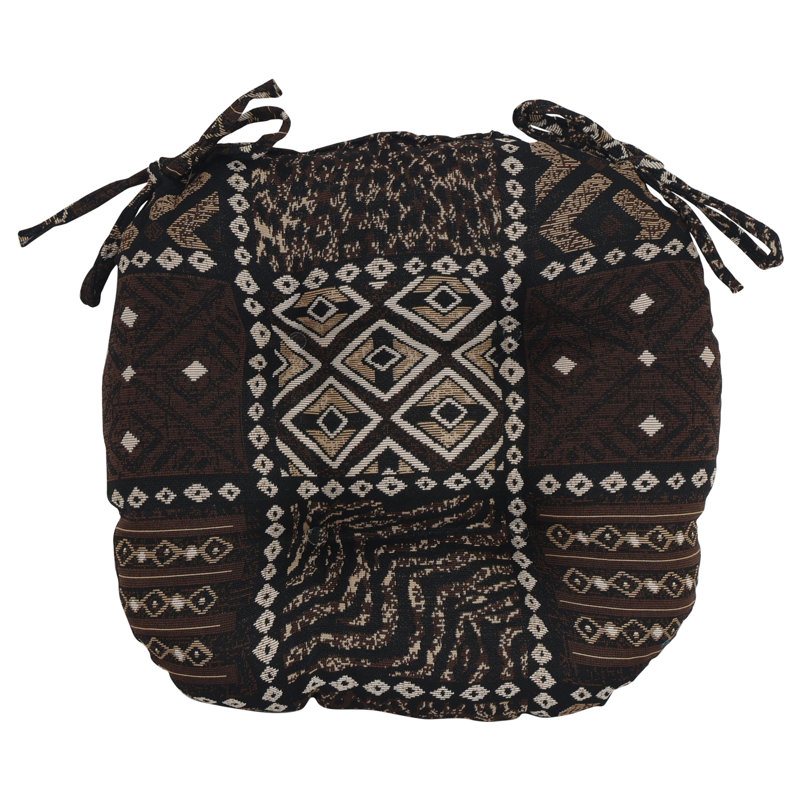 16-Inch Round Woven Tapestry Tufted Chair Cushions (Set Of 4)