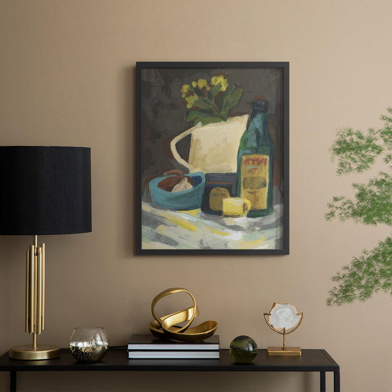 Étude de table II, reproduction encadrée - bois massif, Noir, H 11 po x l 9 po