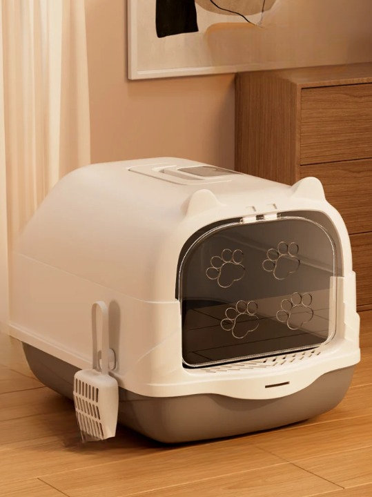 Gower Iron Litter Box, White/Grey
