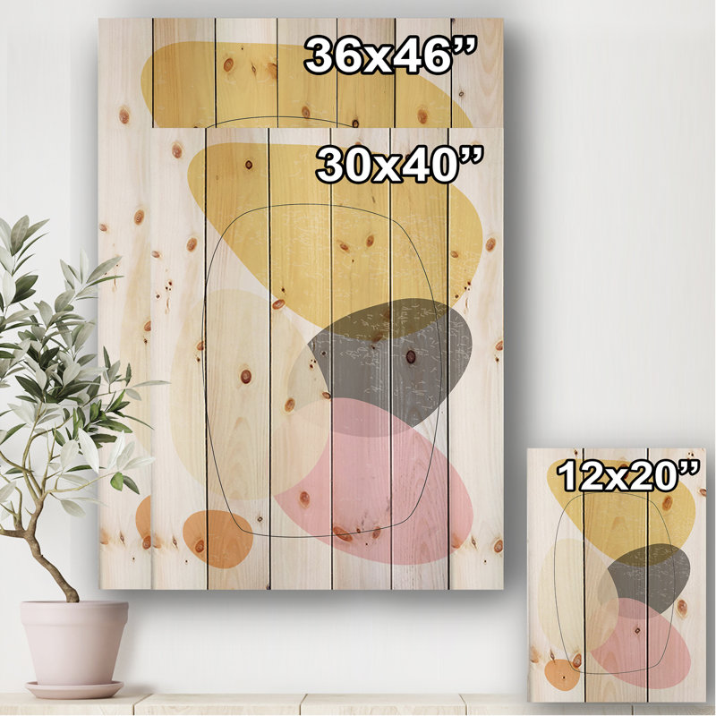 Compositions élémentaires et géométriques minimalistes, impression sur bois sans cadre XX XX XXXV, H 32 po x l 24 po x P 1 po