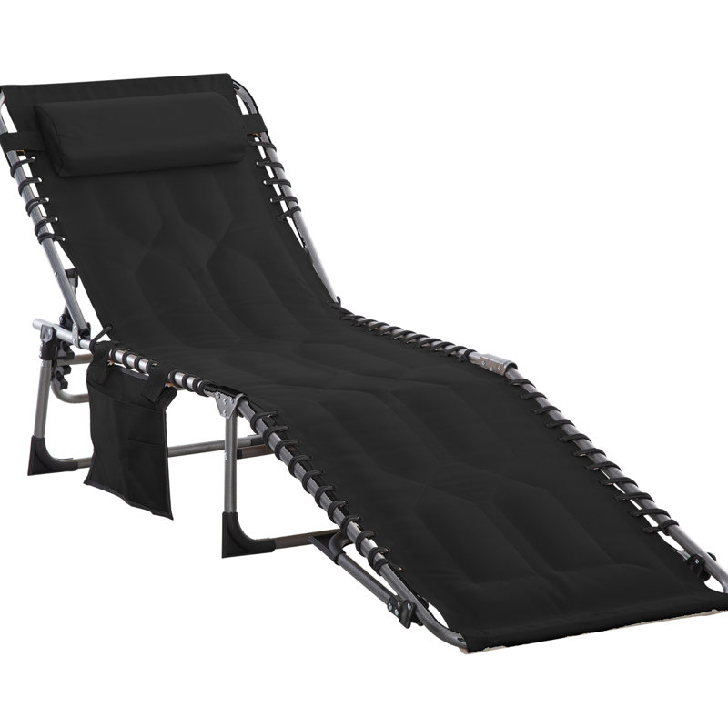 Fauteuil de bronzage inclinable à 6 niveaux pour le jardin - rembourré, pour plage, jardin, patio, piscine, siège de camping rembourré, pliable, piscine