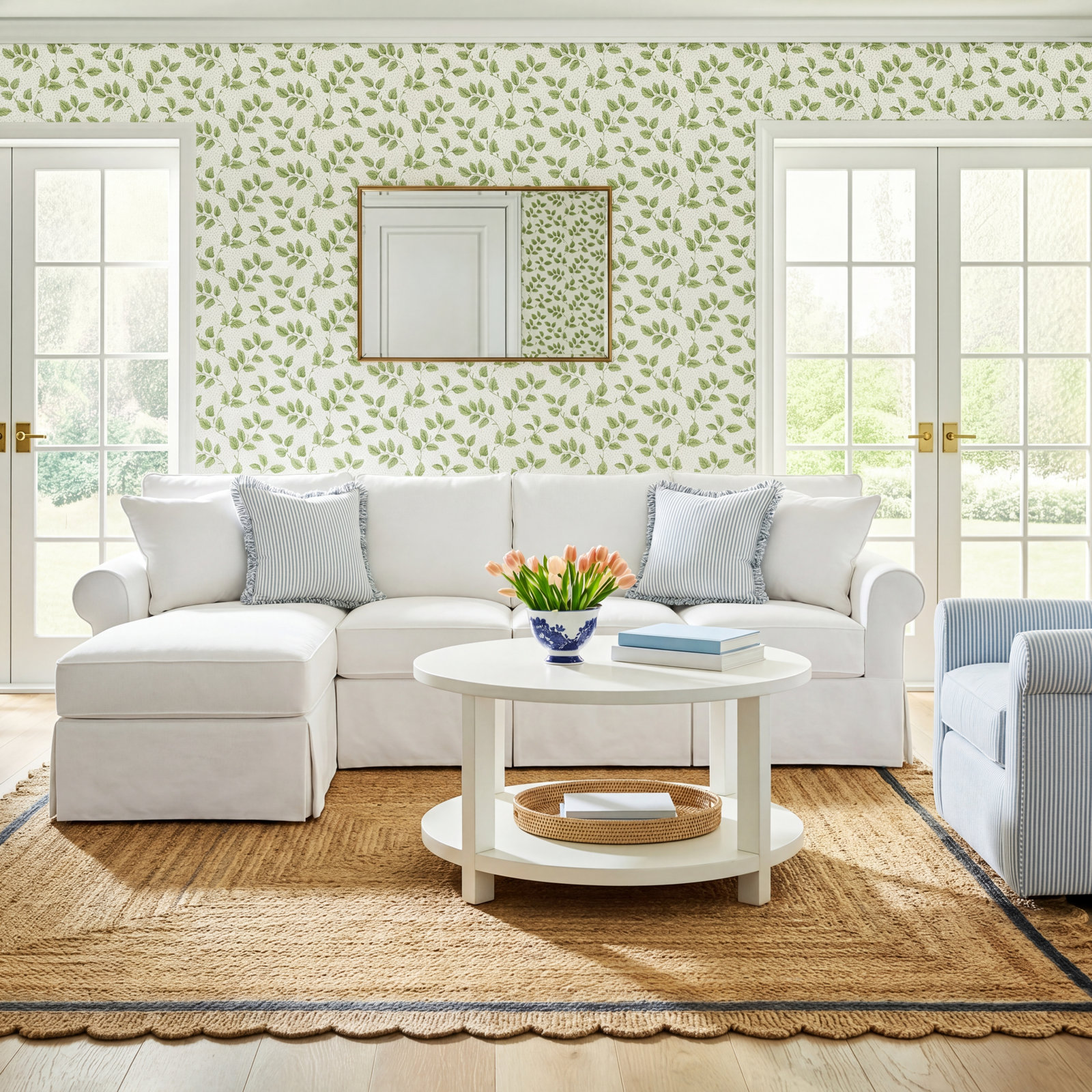Amari Slipcovered Sectional with Sleeper Sofa, Right Hand Facing, Macarena Beige