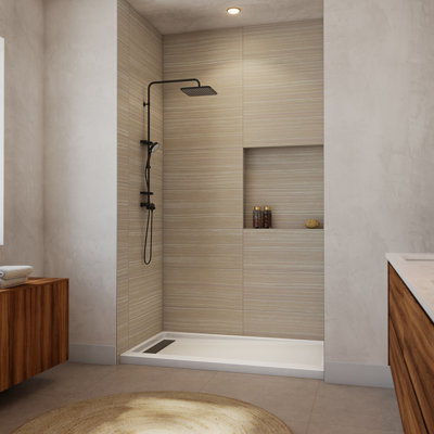 DreamLine Crest 60 x 32 AcrylX Shower Base, Left Trench Drain