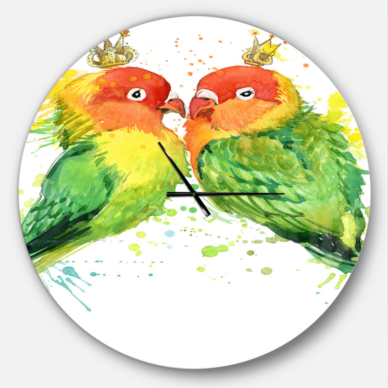 Family Parrots - Horloge murale moderne, Surdimensionné