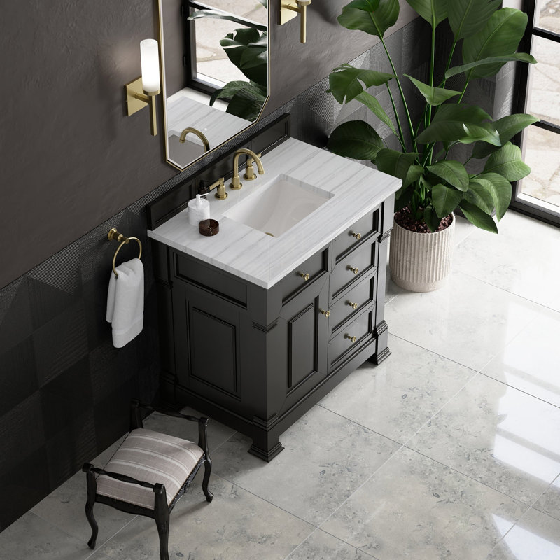 Brookfield 35.75'' W Single Bathroom Vanity Base, Black Onyx