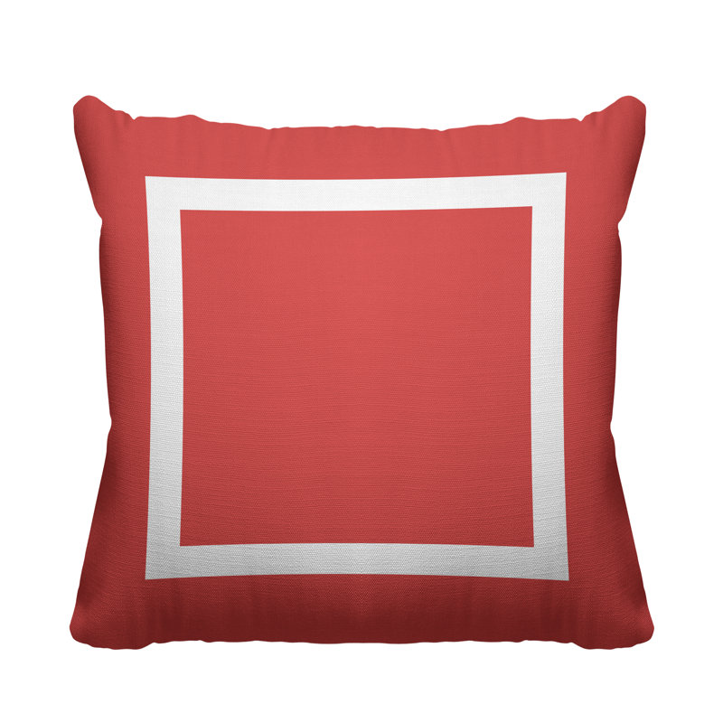 Luella Geometric Outdoor Reversible Throw Pillow, 15W" x 15H", Coral