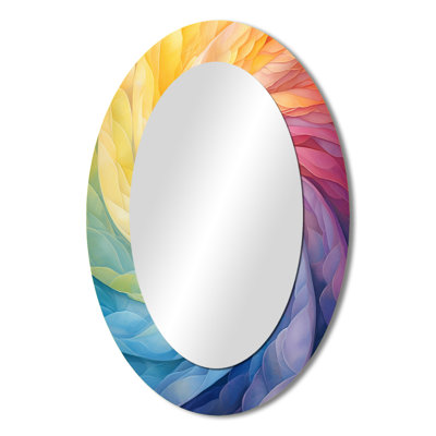 Raimbow Serenade Of Spirals I - Abstract Oval Decorative Mirror On Metal
