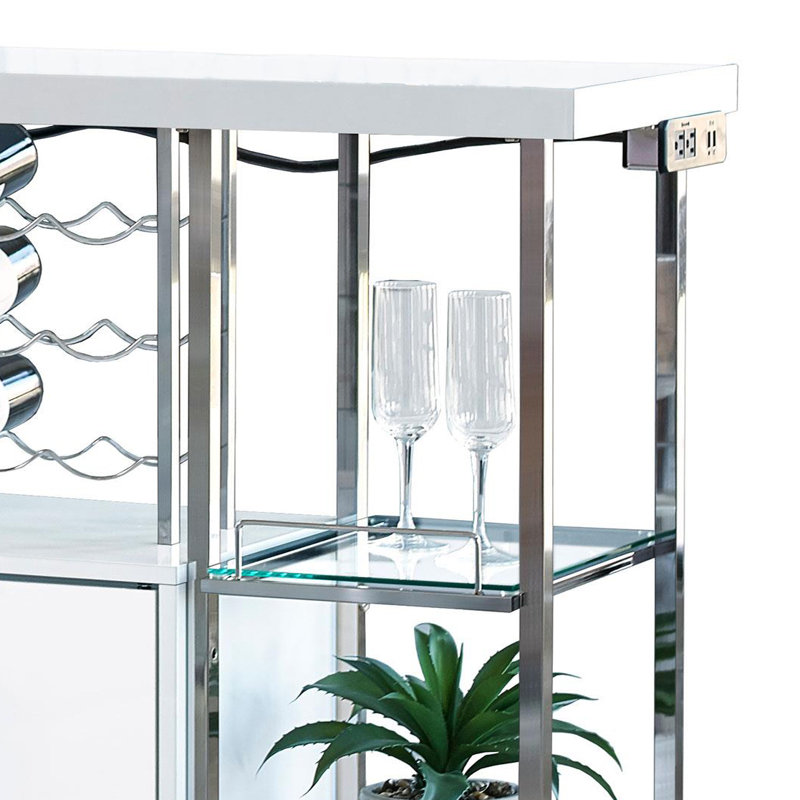 2-door Bar Cabinet Wine Storage White High Gloss