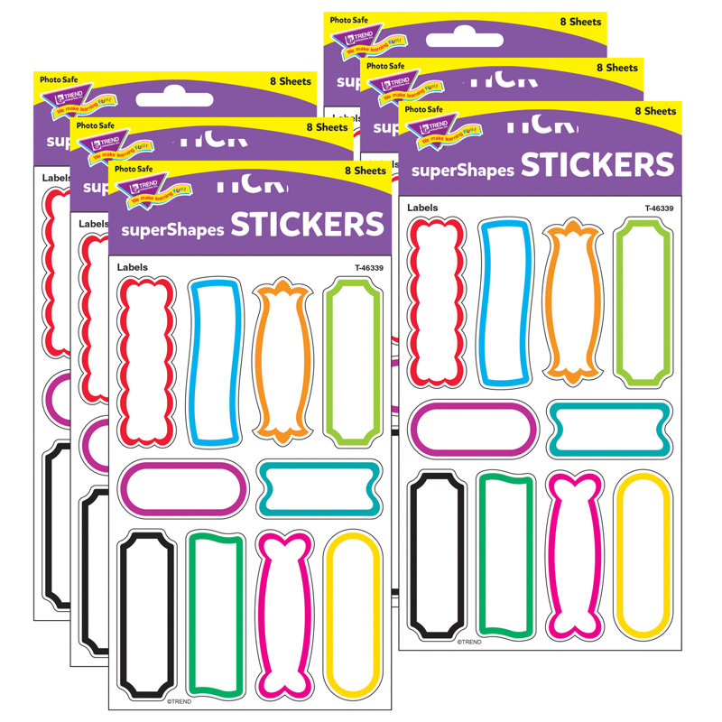 Ensemble d’autocollants 480 pièces labels super shapes