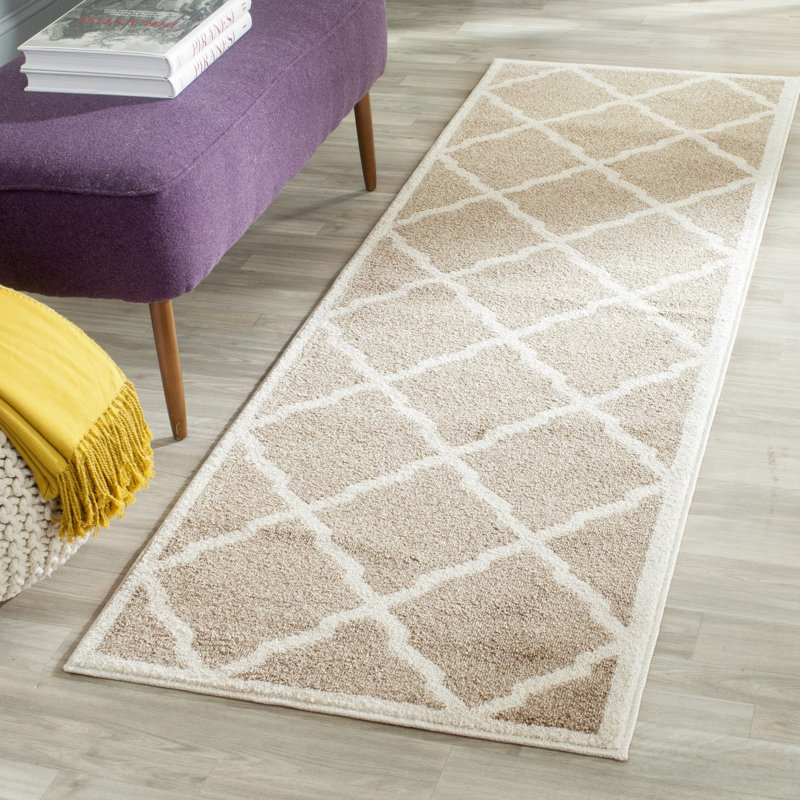 Ammundsen Geometric Wheat/Beige Indoor Area Rug, Runner 2'3" x 11'