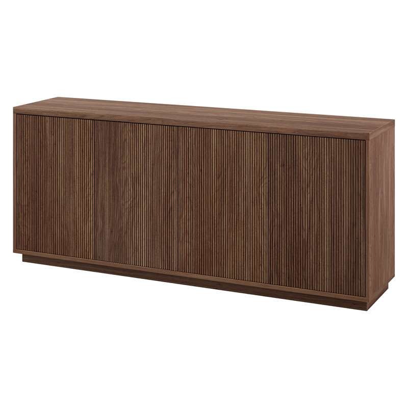 Alston 68" Wide Rectangular Fluted Buffet Table, Satin Walnut